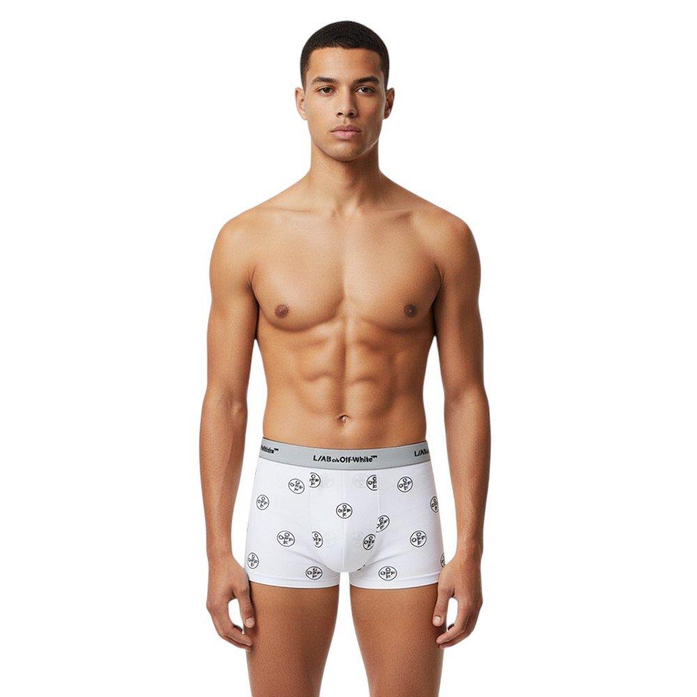 L/AB c/o Off-White Men's Horizontal Repeal All Over Print 3" Trunk (3 Pack) - Black/White/Grey - BLACK/WHITE/GREY